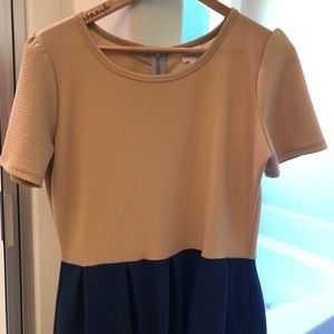 Lularoe Amelia XL Dress (tan & navy)